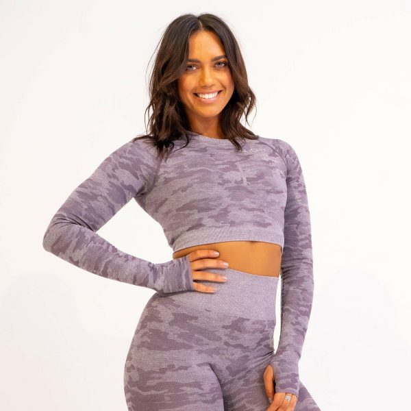 Rebel Seamless Crop Top (Camo Purple) Hot on Sale