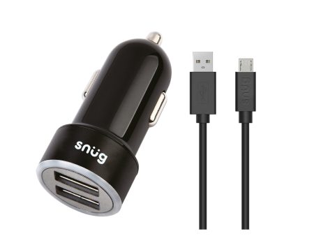 Snug Car Juice Dual USB Port Car Charger With Micro USB Cable - 3.4A For Sale