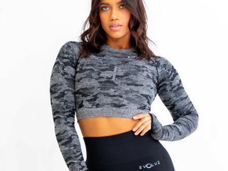 Rebel Seamless Crop Top (Camo Black) For Cheap