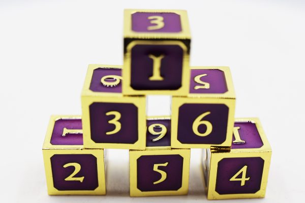 6 piece Metal D6 s - Purple and Gold Cheap