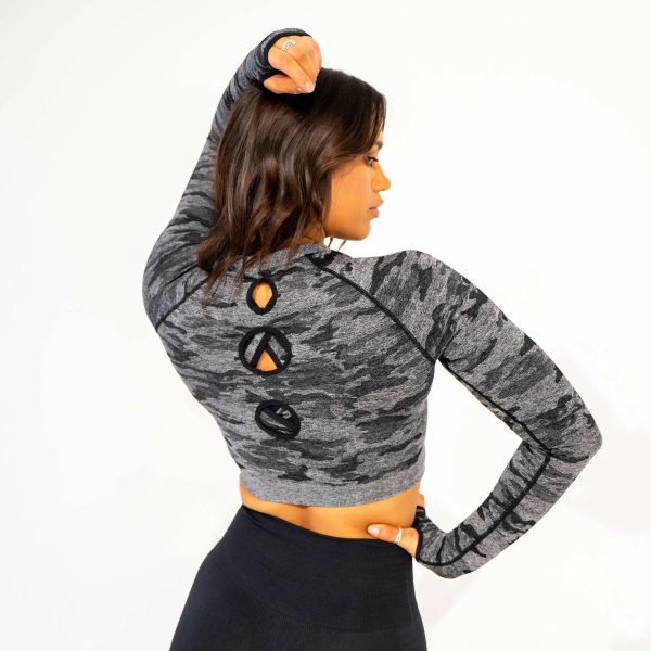 Rebel Seamless Crop Top (Camo Black) For Cheap