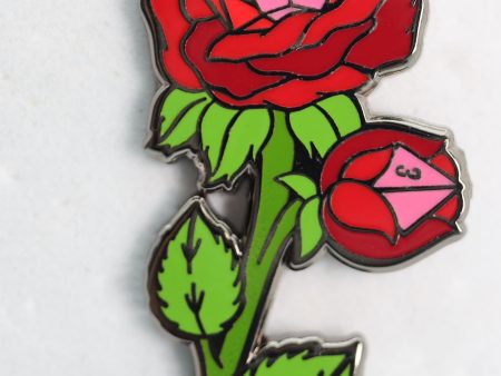 Hollow Hearts Enamel Pin: Dice Rose on Sale