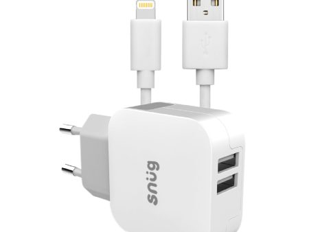 Snug 2 Port USB Home Charger With MFI Lightning Cable 3.4AMP Discount