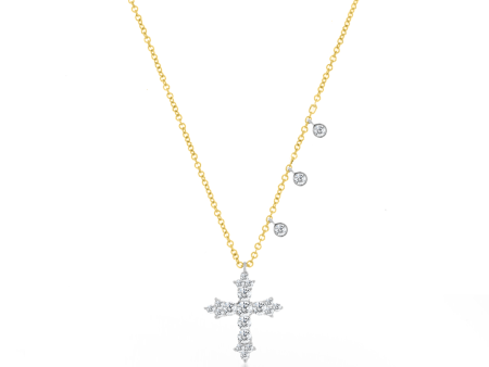 Yellow Gold Diamond Cross Necklace For Discount