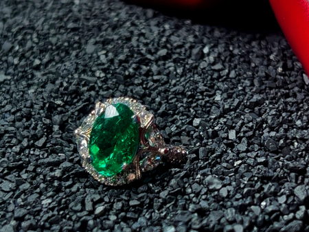 18k Emerald Couture Ring Cheap