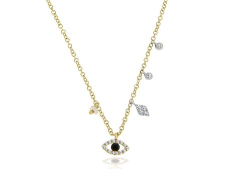 Yellow Gold Evil Eye Charm Necklace Fashion