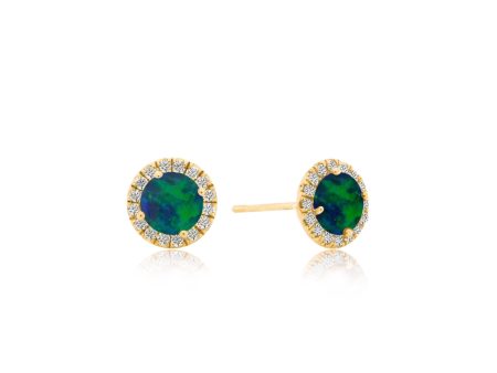 Yellow Gold Opal Stud Earrings Sale